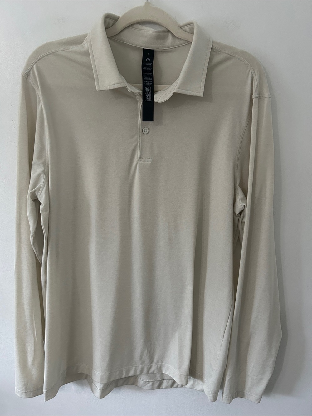 Lululemon Athletica Men's Evolution Long Sleeve Polo Size Large Heather Beige